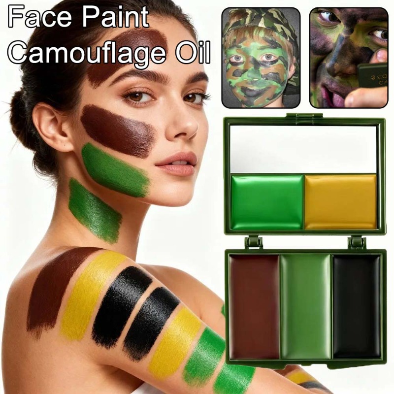 Camo Face Paint - Maquiagem Camuflada Realista de Três Cores